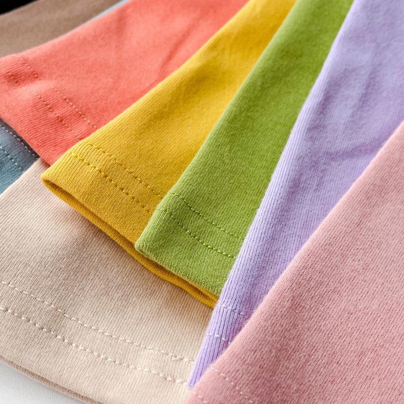 Picture of 2023 Children's Cotton Long-sleeved T-shirt Base Shirt Spring and Autumn Loose Solid Color Round Neck Sanding Top for Boys and Girls