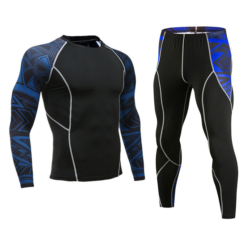Picture of Fitness suit Men's Full Set Quick-Dry Basketball Printed Training Suit Tight Pants Running Travel Outdoor Fitness Suit
