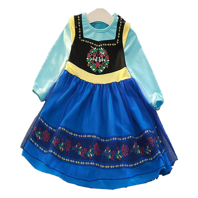 New Autumn Clothes Ice and Snow Anna Sophia Princess Dress Girls Dress Halloween Costume Children's Clothing Wholesale