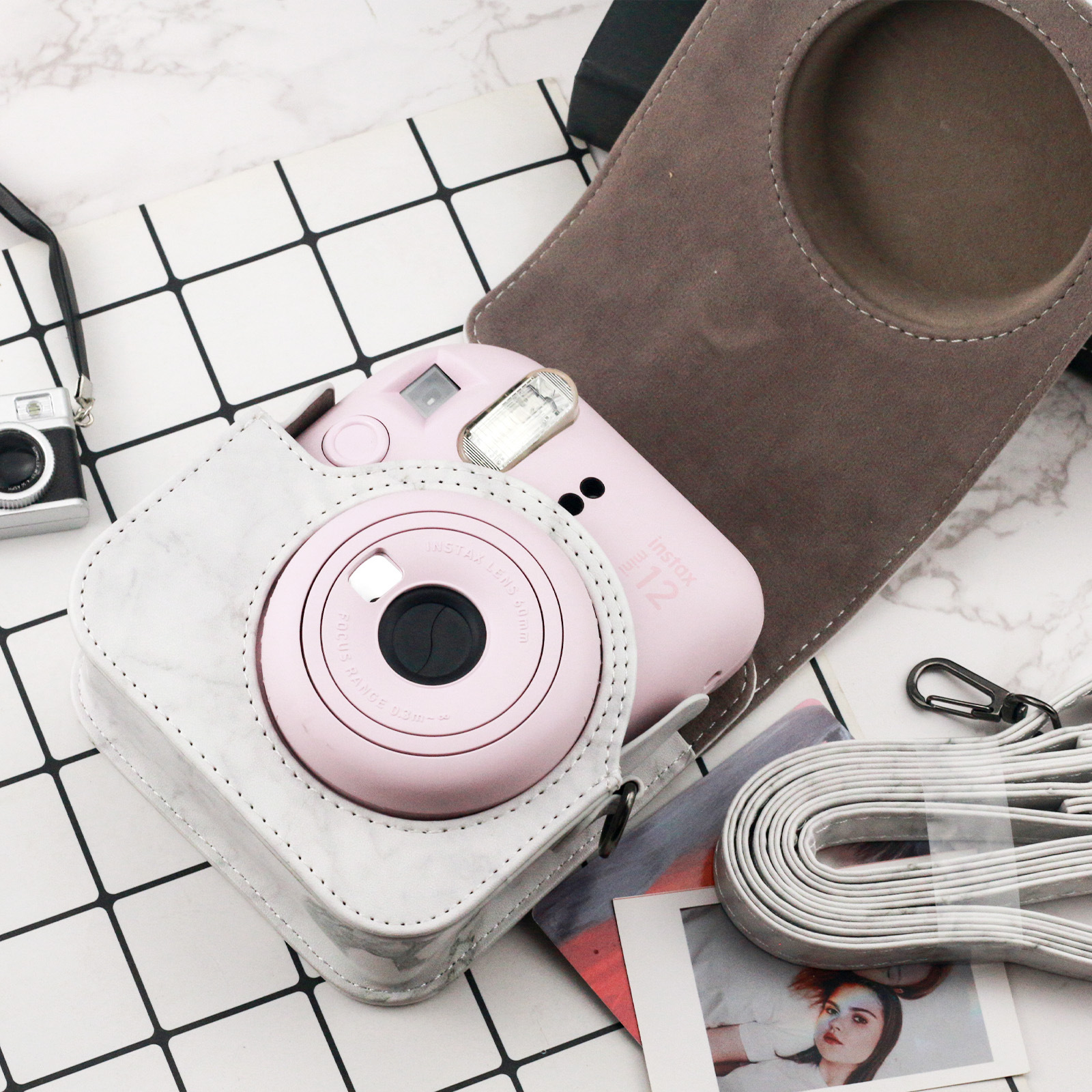 Picture of A generation of Fuji Paradiol mini12 camera storage bag marble pattern simple Joker diagonal span