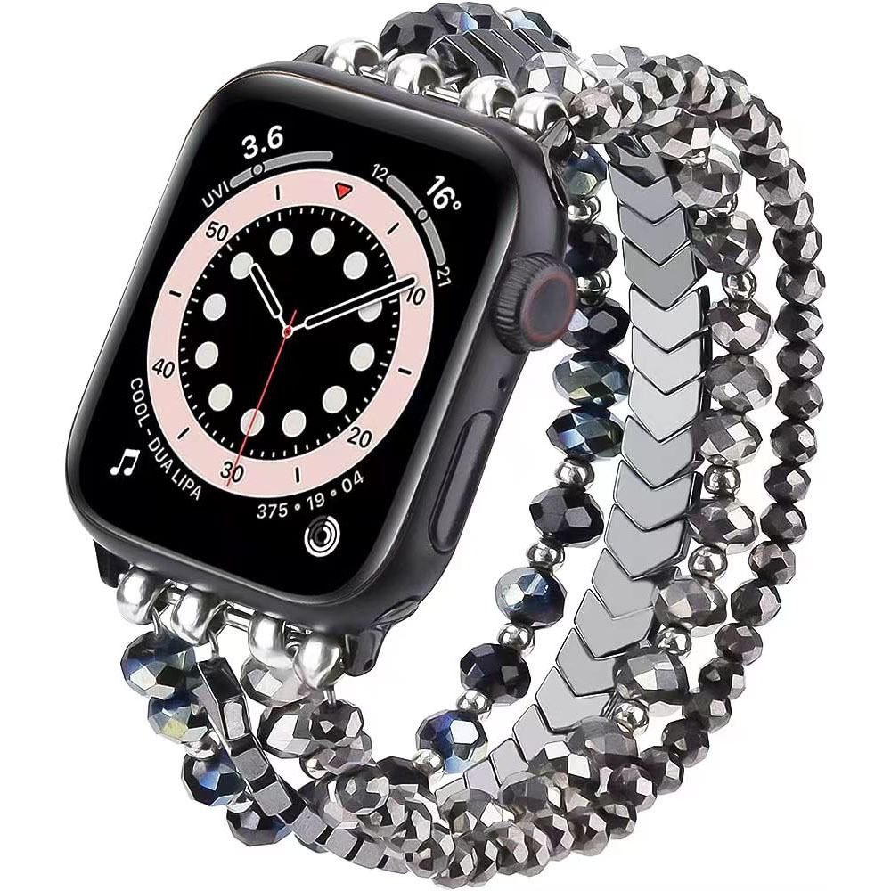 Picture of Big Sale Suitable for Apple Applewatch 38mm 42mm Watch Strap Smart Watch Strap Cross-Border Black Gallstone Elastic