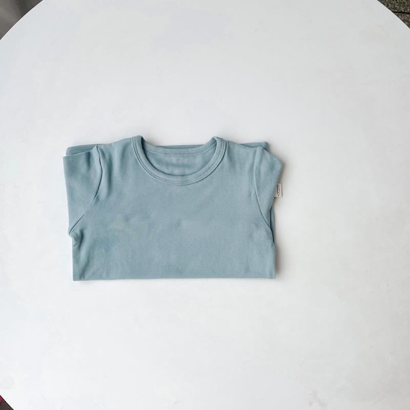 Picture of 2023 Children's Cotton Long-sleeved T-shirt Base Shirt Spring and Autumn Loose Solid Color Round Neck Sanding Top for Boys and Girls