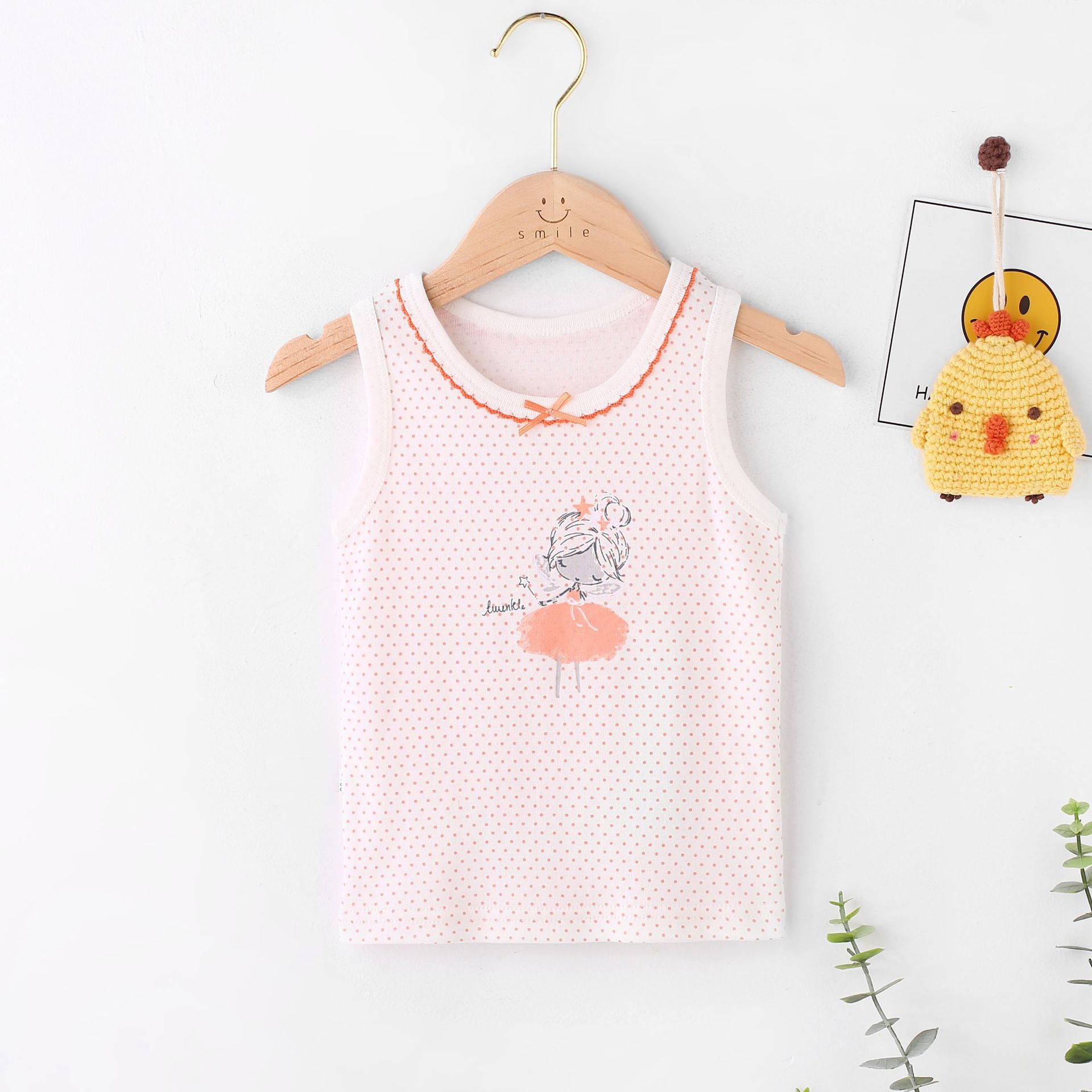 Picture of Children's Pure Cotton Vest Printed Ribbed Boys and Girls Summer Thin Sports Sling Outer Wear Bottoming Intimates for Small and Medium-Sized Kidsren