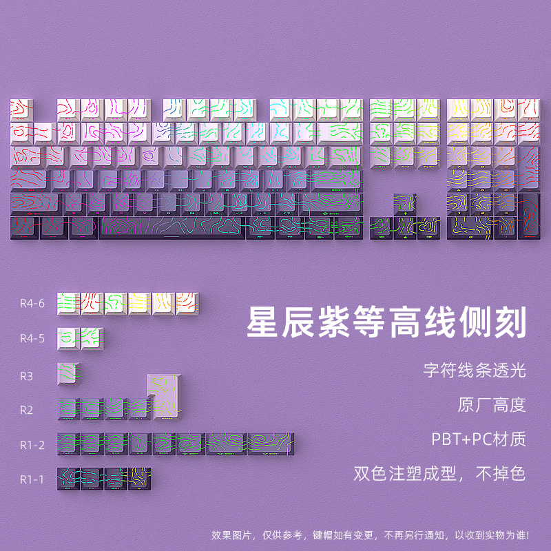 Picture of Original height contour terrain PBT thermal sublimation side engraved transparent keyboard keycap personalized creative diy customized