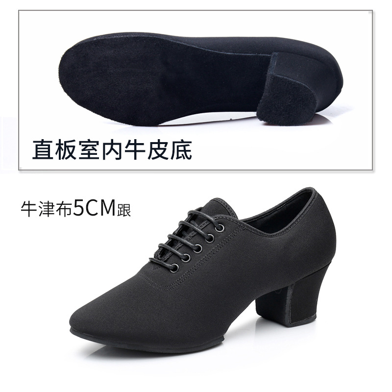 Picture of Female Adult Latin Dance Shoes Teacher's Shoes Oxford Cloth Mid-Heeled Square Dance Shoes Dancing Soft Sole Ballroom Dance Breathable