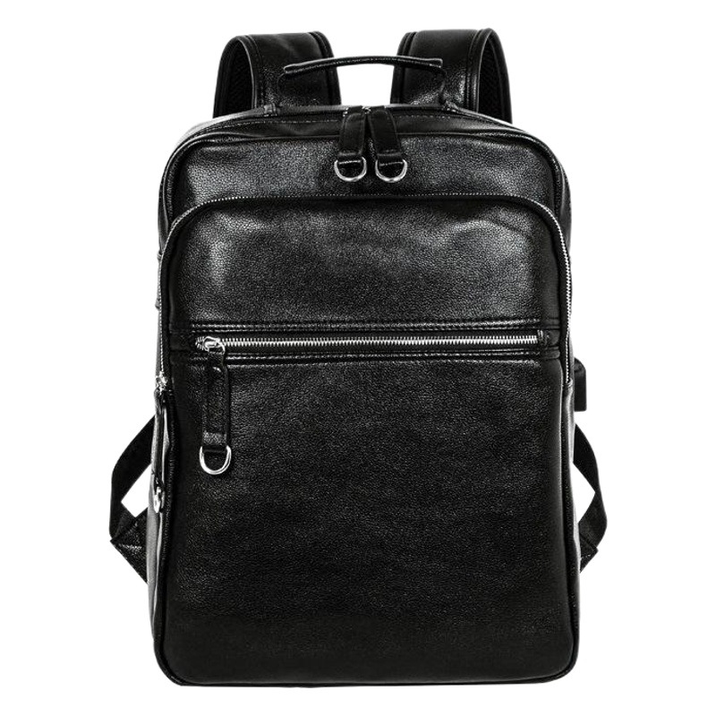 Men's Backpack Korean Style New Arrival Street All-Match Backpack Men's Fashionable Soft Leather Schoolbag for College Students