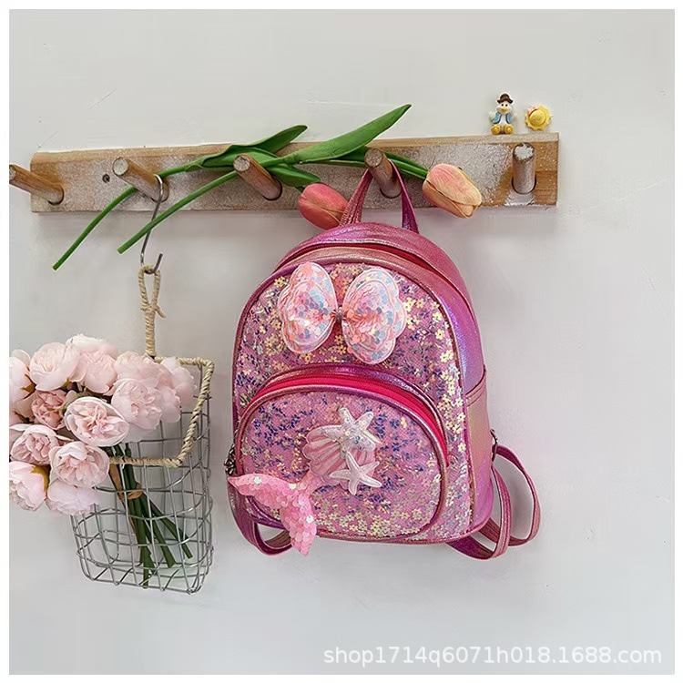 Picture of Mermaid PVC Children's Schoolbag New Sequin PVC Leather Schoolbag Kindergarten Girl's Backpack Lightweight Backpack