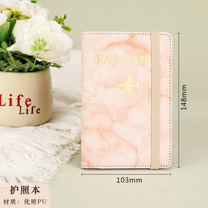 Picture of Factory Direct pu passport holder multi-function ticket holder short certificate bag marbling storage passport protective cover