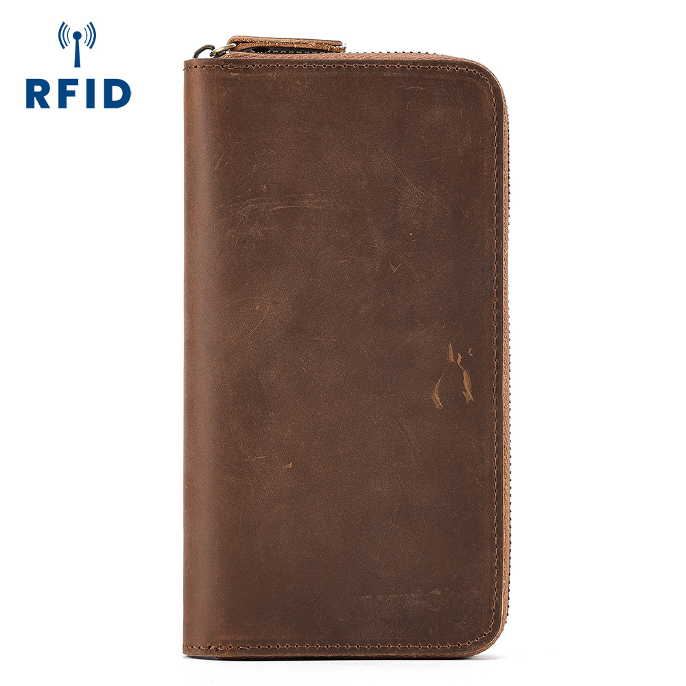 Picture of Cross-Border Retro Crazy Horse Leather Wallet Men's Rfid Business Long High-End Clutch Bag Genuine Leather Wallet Men's Wallet