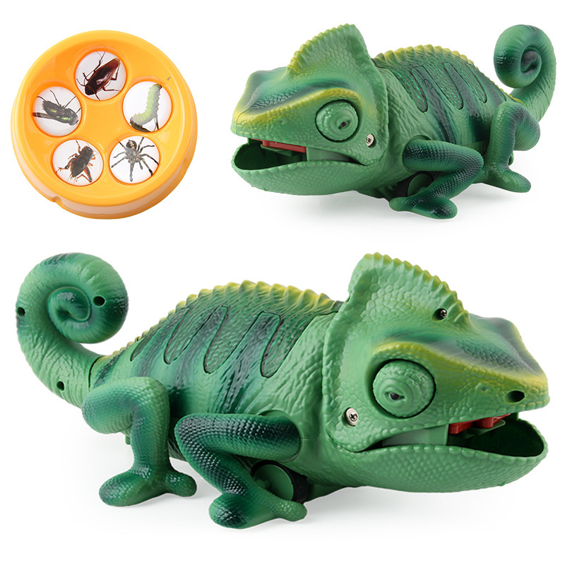 Picture of Electric Remote Control Light Crawling Chameleon Kidsren's New and Unique Funny Bug Catching Trick Chameleon Toy