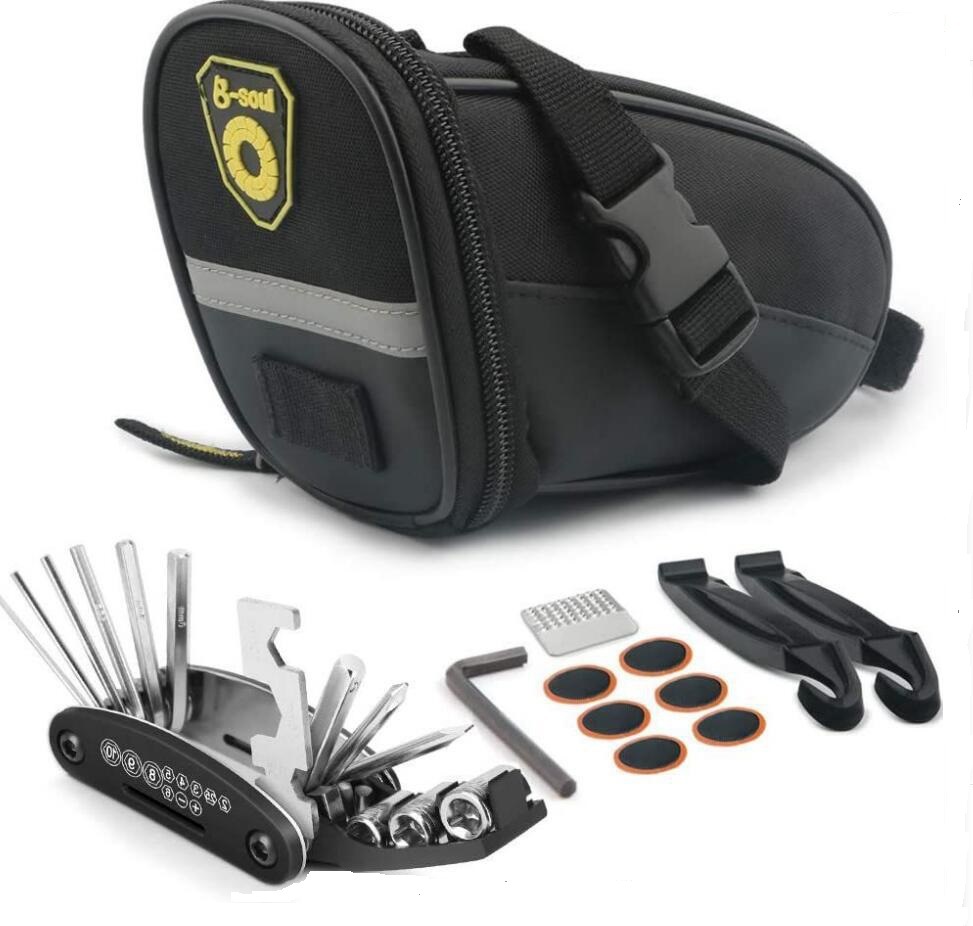 Picture of Bicycle back bag tail bag riding equipment saddle bag tool kit bicycle maintenance tool set 13196