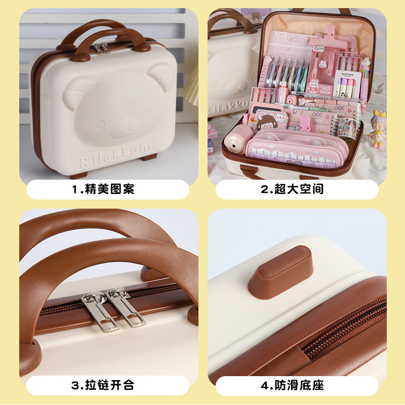 Picture of Cute Bear Suitcase, High-Looking Suitcase, Portable Large-Capacity Cosmetic Case, Toiletry Storage Suitcase
