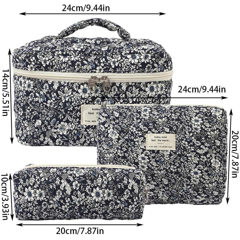 Picture of Cross-border Super New Cotton Cosmetic Bag Niche Portable Washes Storage Bag Floral Ins Cute Quilted