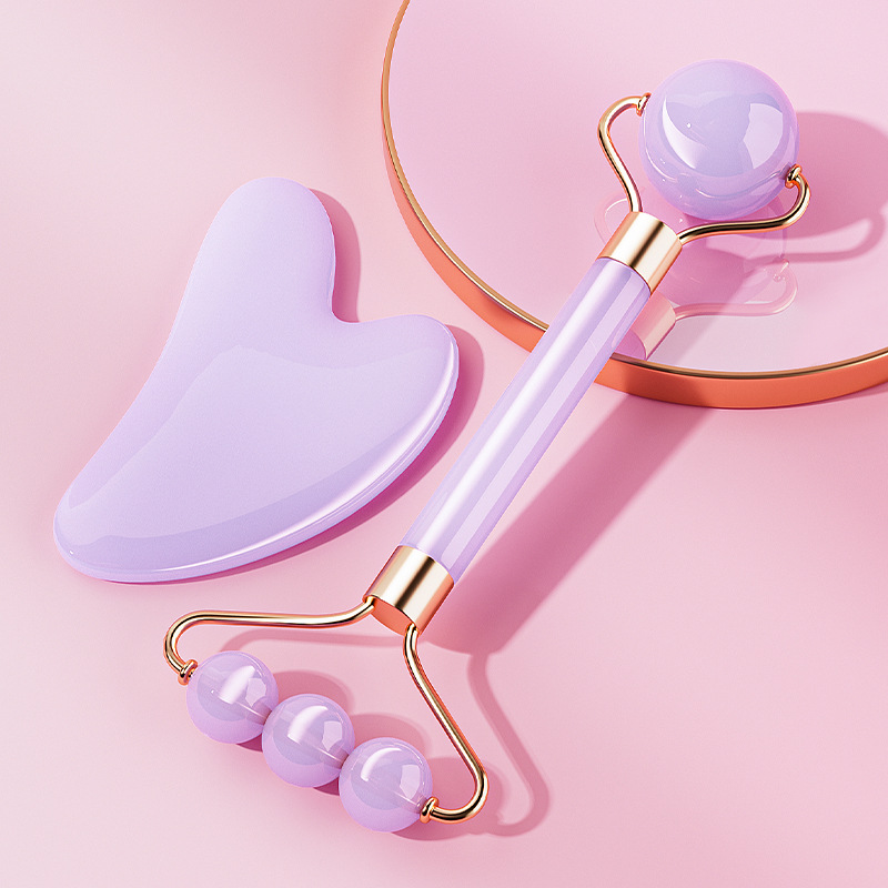 Picture of Cross-Border Rose Quartz Double-Headed Roller Facial Massager Non-Jade Facial Lifting Beauty Scraping Board Eye Pulling Stick