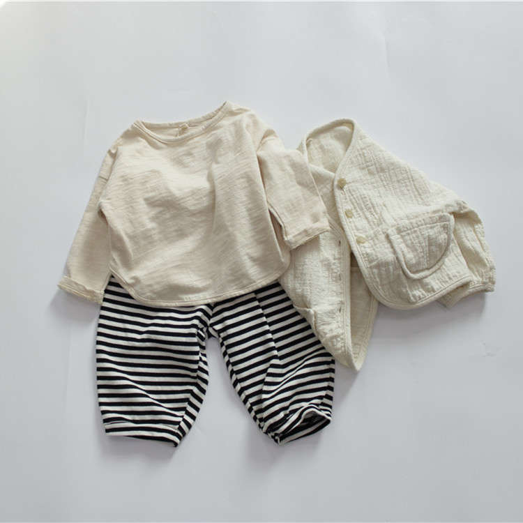 Picture of New Spring Kidsren's T-Shirt Class a Boys' Bottoming Shirt Long-Sleeved Korean Style Round Neck Pure Color Girls' Top Bamboo Cotton