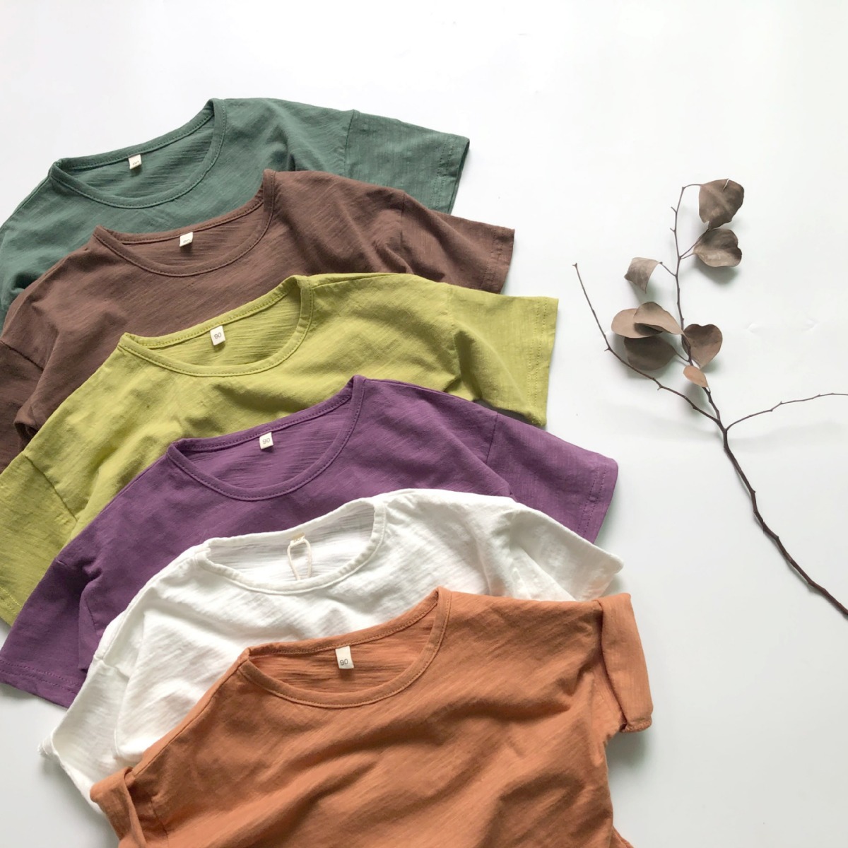 Picture of Spring Pure Color Kidsren's Bottoming Shirt Korean Style Girls T-Shirt Round Neck Loose Boys Summer Top Short-Sleeved Cotton Dropshipping