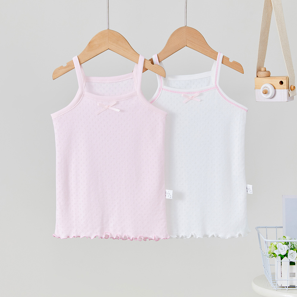 Picture of Children's Sling Mesh Girls' Light and Breathable 100 Cotton Japanese Style Home Clothes Bottoming Shirt Vest Wholesale