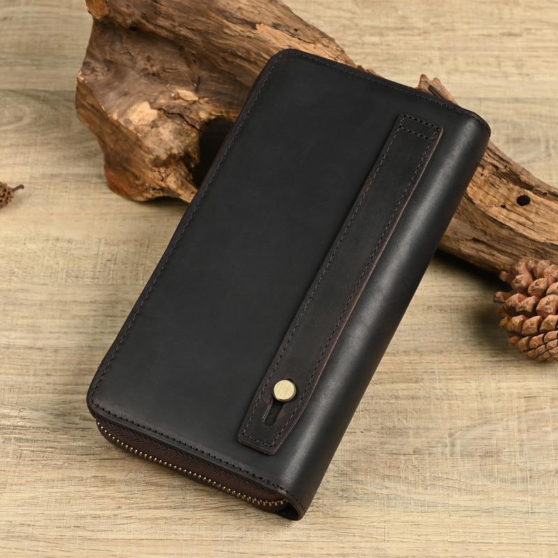 Picture of TikTok Explosions Upgrade and Increase Capacity Genuine Leather Men's Clutch Bag Crazy Horse Leather Cigarette Mobile Phone One-piece Clutch Wallet