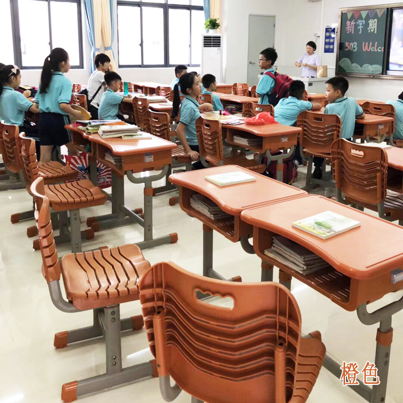 Picture of School student desks and chairs primary and secondary school students lift double single ABS training tutorial class training tables and chairs wholesale
