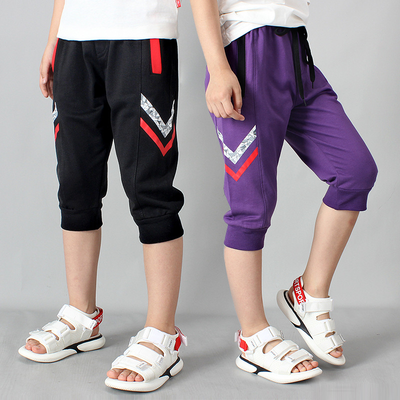 Picture of European point children's clothing summer Korean style new boys sports cropped pants large children's cotton casual pants children's pants