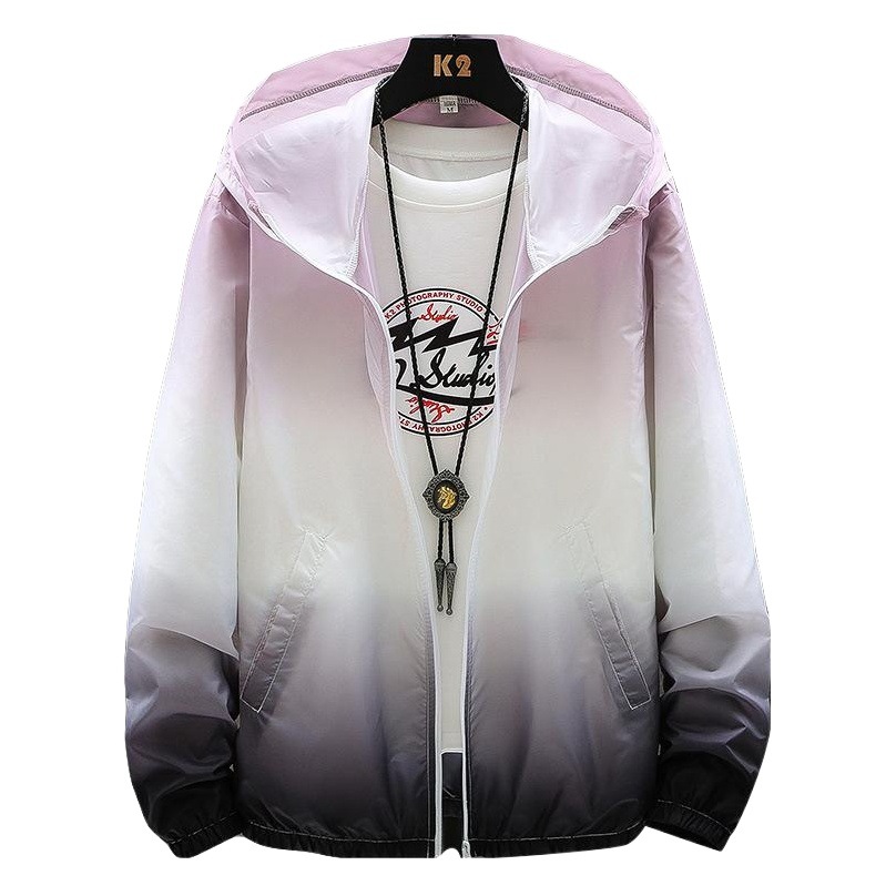 New summer sun protection clothing men's lightweight breathable hooded gradient skin clothing Outdoor Fishing Couple sun protection clothing women
