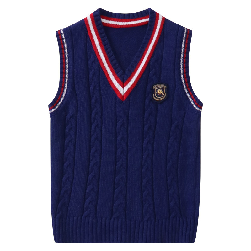 Picture of Children's Clothing Sweater Vest Spring and Autumn Children's College Style School Uniform Tops Pure Cotton Sweater Knitted Vest Jacket Wholesale