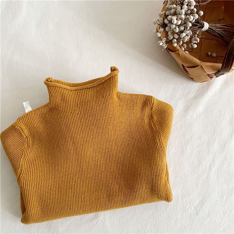 Picture of [in stock children's turtleneck sweater boys and girls semi-turtleneck thin sweater baby core-spun yarn soft elastic