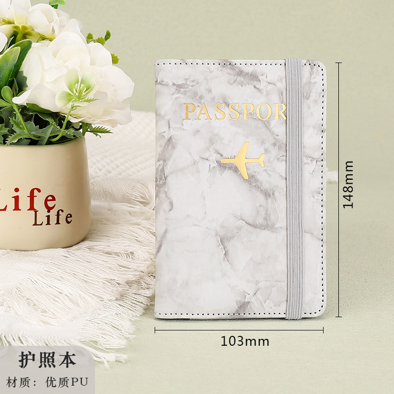 Picture of Factory Direct pu passport holder multi-function ticket holder short certificate bag marbling storage passport protective cover
