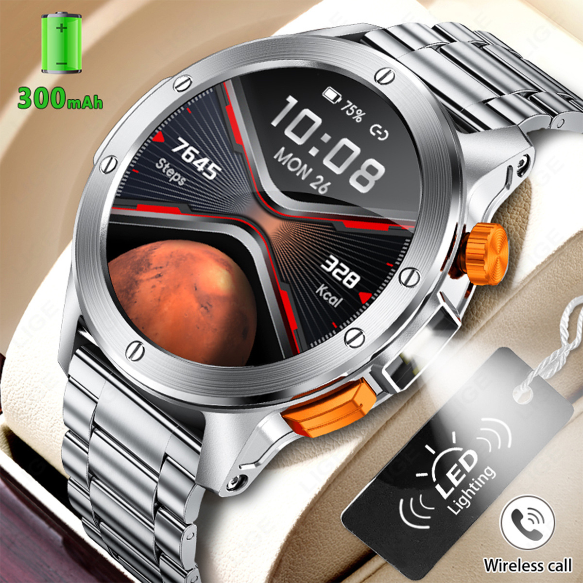 LIGE/Cross-border V21 Smart Watch Bluetooth Call Sports Health Heart Rate Monitoring LED Hand Lamp Bracelet