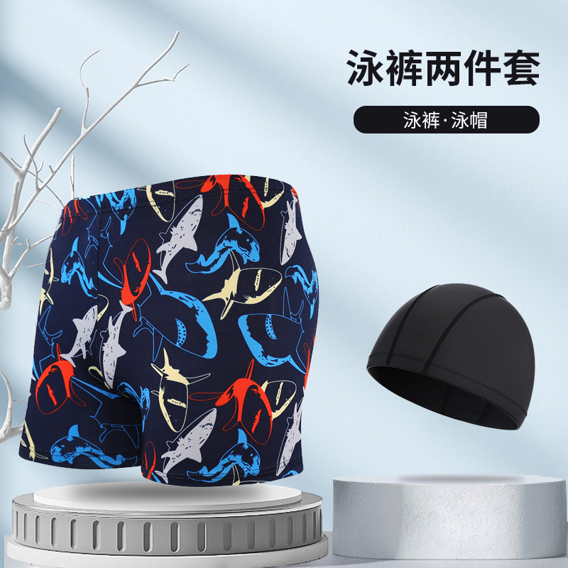 Picture of Explosions swimming trunks adult men's plus size anti-embarrassment boxer men's printing beach hot spring swimming trunks factory wholesale