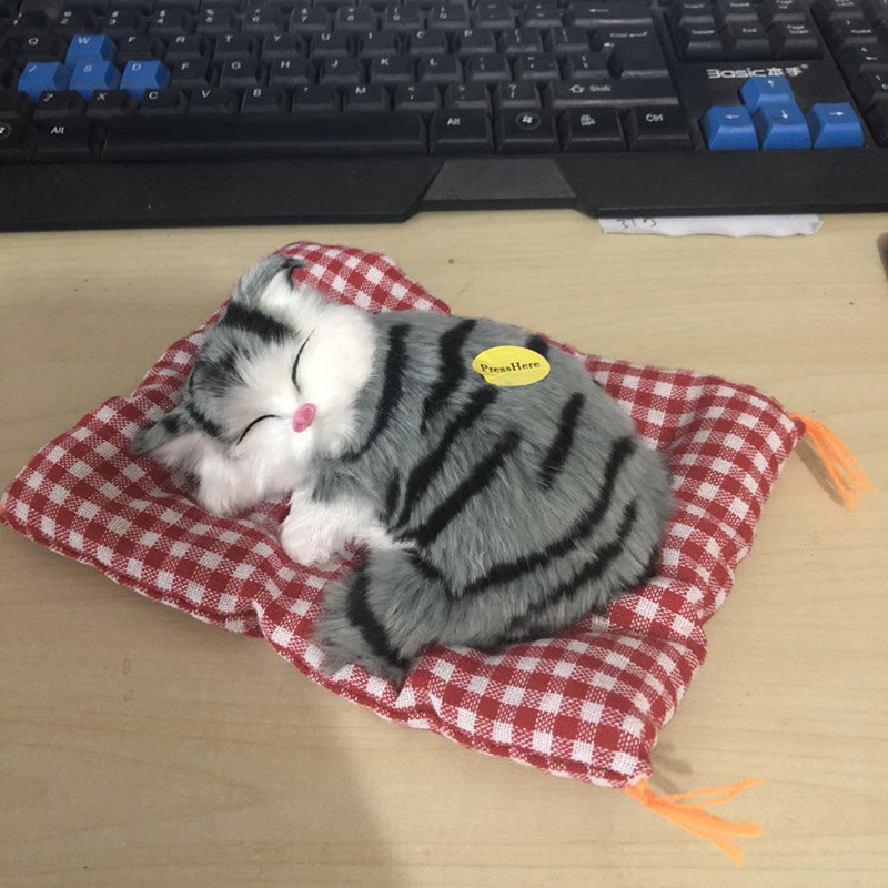 Picture of A simulated cat will call a sleeping cat cloth pad cat gift cat crafts toy car ornaments