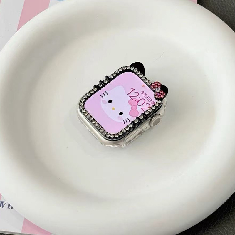 Picture of Suitable for AppleWatchS10 diamond kt cat watch case s9 diamond apple case s8/s7 half bag protective case