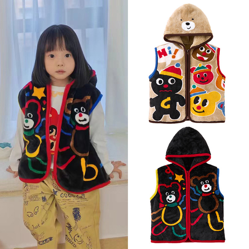 Partial in stock Japanese Children's Wear Children's Vest Autumn and Winter Sleeveless Coat Zipper Vest Coat for Boys and Girls