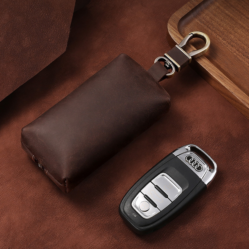 Picture of Large-Capacity Key Bag Retro Crazy Horse Cowhide Universal Car Key Bag Multi-Functional Home Key Leather Case