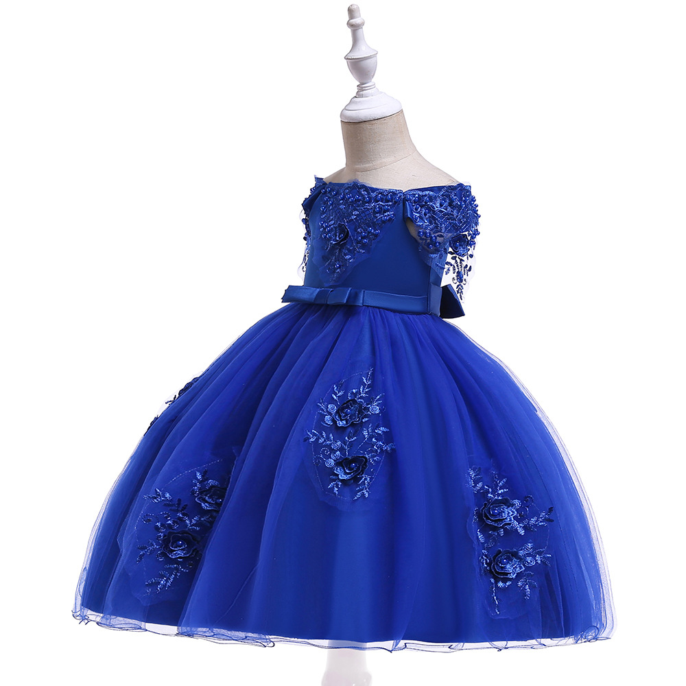 Picture of 2024 Children's Dress Skirt Strap Shoulder Mesh Embroidered Pearl Puffy Princess Dress Girls Dress Kids