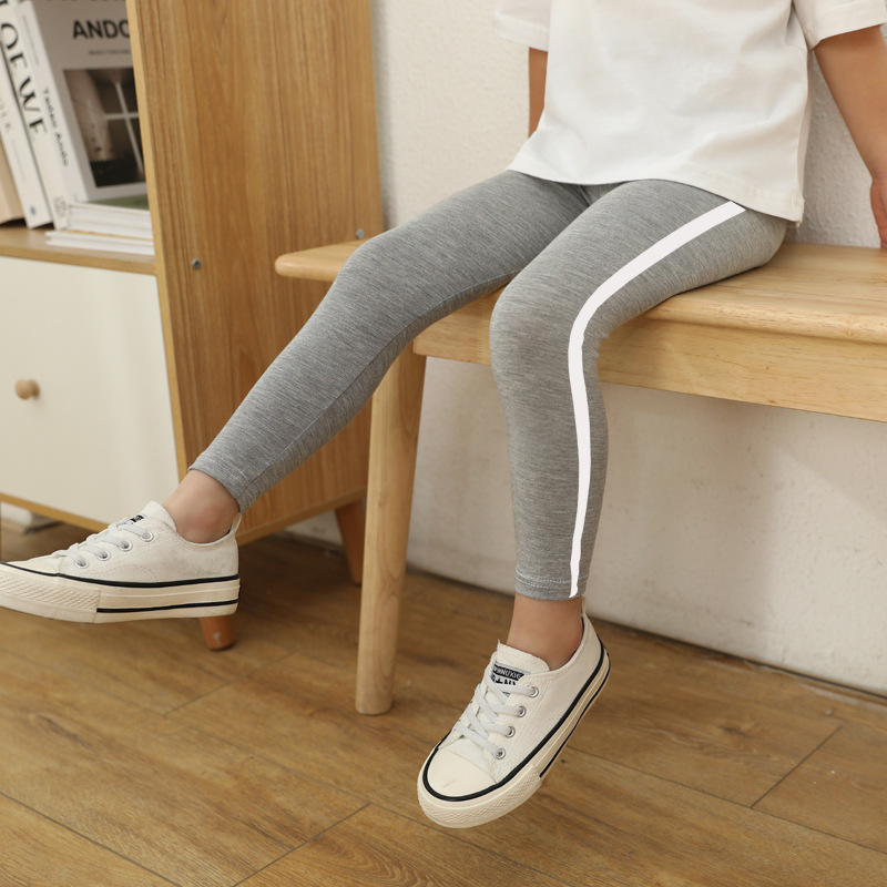 Picture of New Girls' Leggings for Outer Wear Spring & Fall New Korean Style Pure Color Three-Bar Modal Kidsren's Thin Leggings