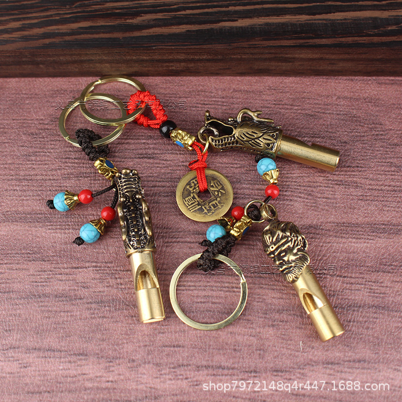 Retro Brass Faucet Whistle Brass Outdoor Referee Monkey Head Whistle Keychain Pendant Wild Survival Whistle