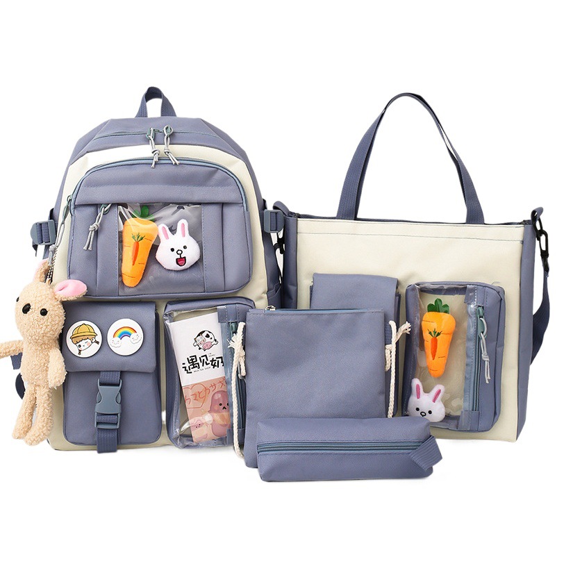 New Cartoon Primary School Student Multi-piece Schoolbag Women's Korean Style Junior High School High School Large Capacity Fashionable Backpack Backpack for Men