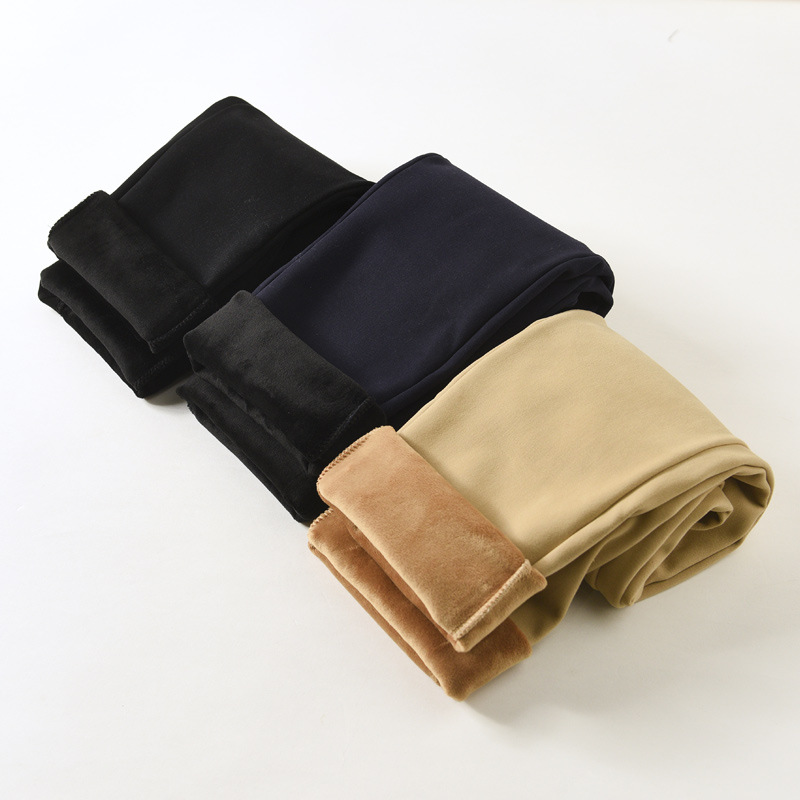 Picture of Children's khaki School Pants Boys and Girls Winter fleece-lined Thickened Warm Pupil School Pants navy blue