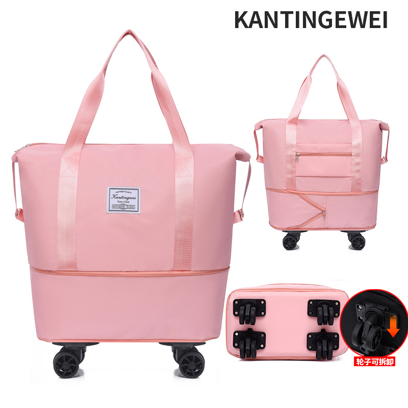 Picture of Large Capacity travel bag double-layer extended universal detachable wheel short trip cover trolley Oxford fitness anti-bag