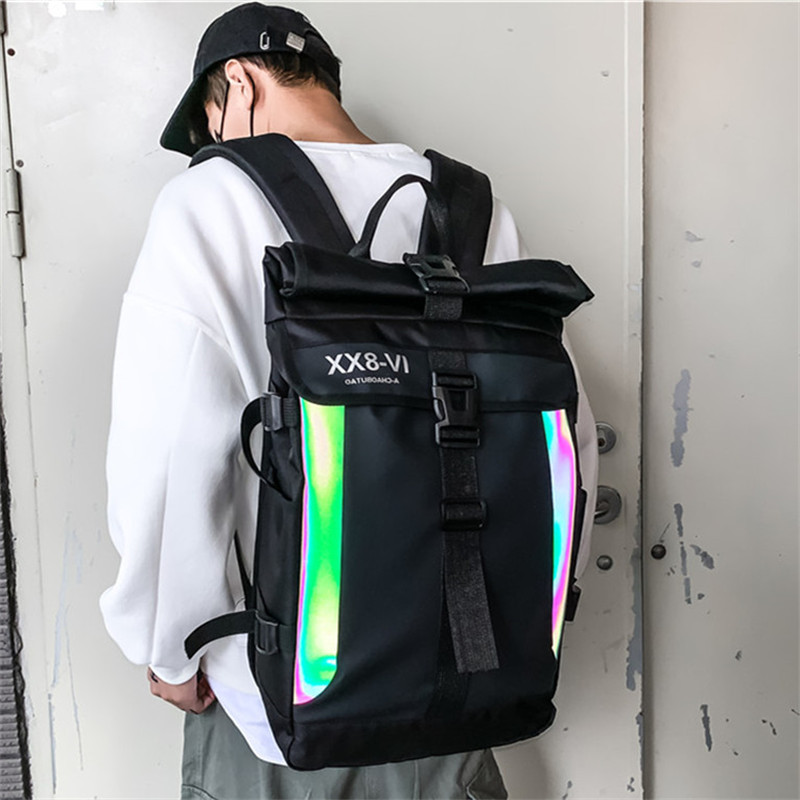 Picture of Schoolbag Ins Japanese Style Street Fashion Brand Sports Reflective Backpack Trendy Large Capacity Travel Backpack for Male College Students