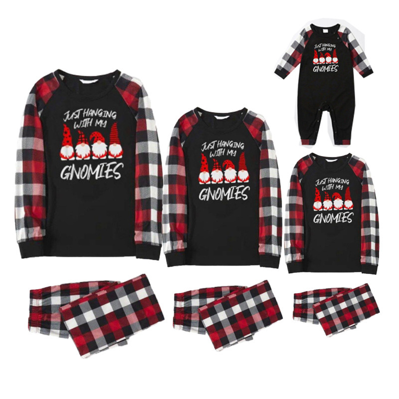 Picture of European and American Amazon Cross-Border Christmas Pajamas Printed Plaid Parent-Child Wear Long-Sleeved Home Clothes Set Christmas New Style