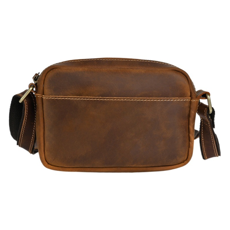 Ancient Trendy Cross Body Bag Men's Crazy Horse Leather Shoulder Bag Men's Bag Genuine Leather Vintage Crossbody Mobile Phone Small Bag Postman