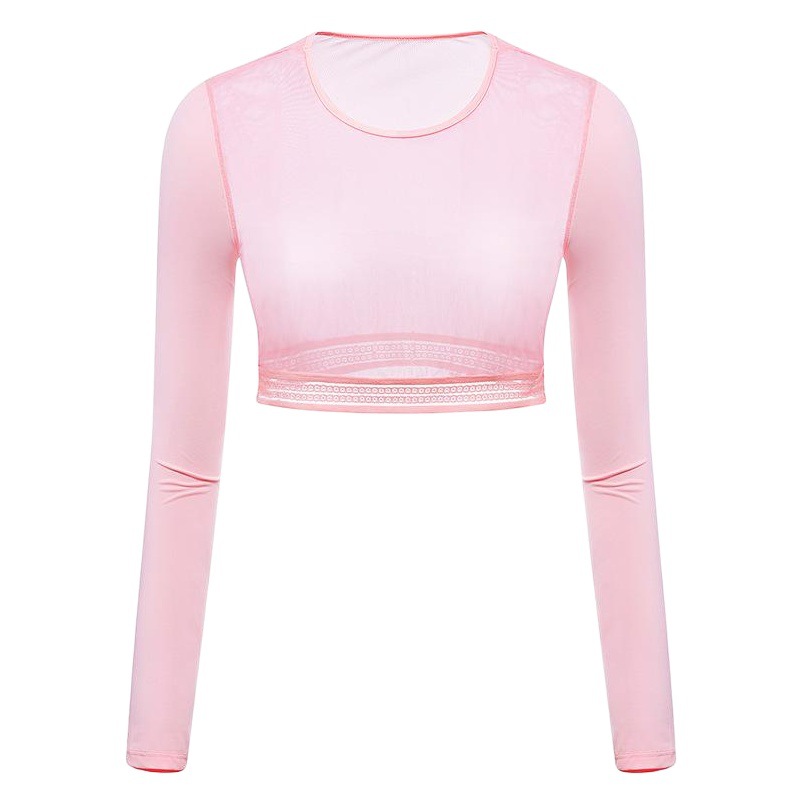 Golf sun protection clothes women's UV protection sports ice silk sleeve bottoming shirt mesh thin shawl women's tights