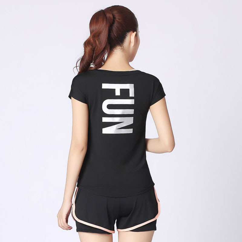 Picture of Breathable sweat-wicking sports sleeveless T-shirt night running letter printing running fitness yoga clothing top women's one-piece hair
