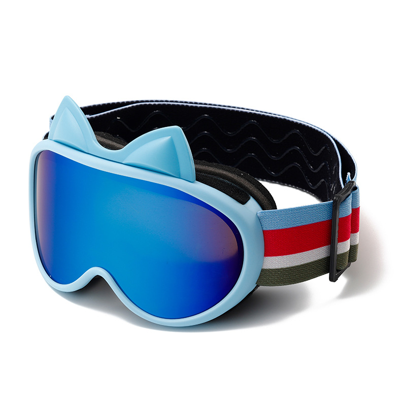 Picture of Big Children's Colorful Cute Rabbit Cat Ears Double Layer Anti-fog Children's Ski Goggles Outdoor Windproof Climbing Eye Glasses