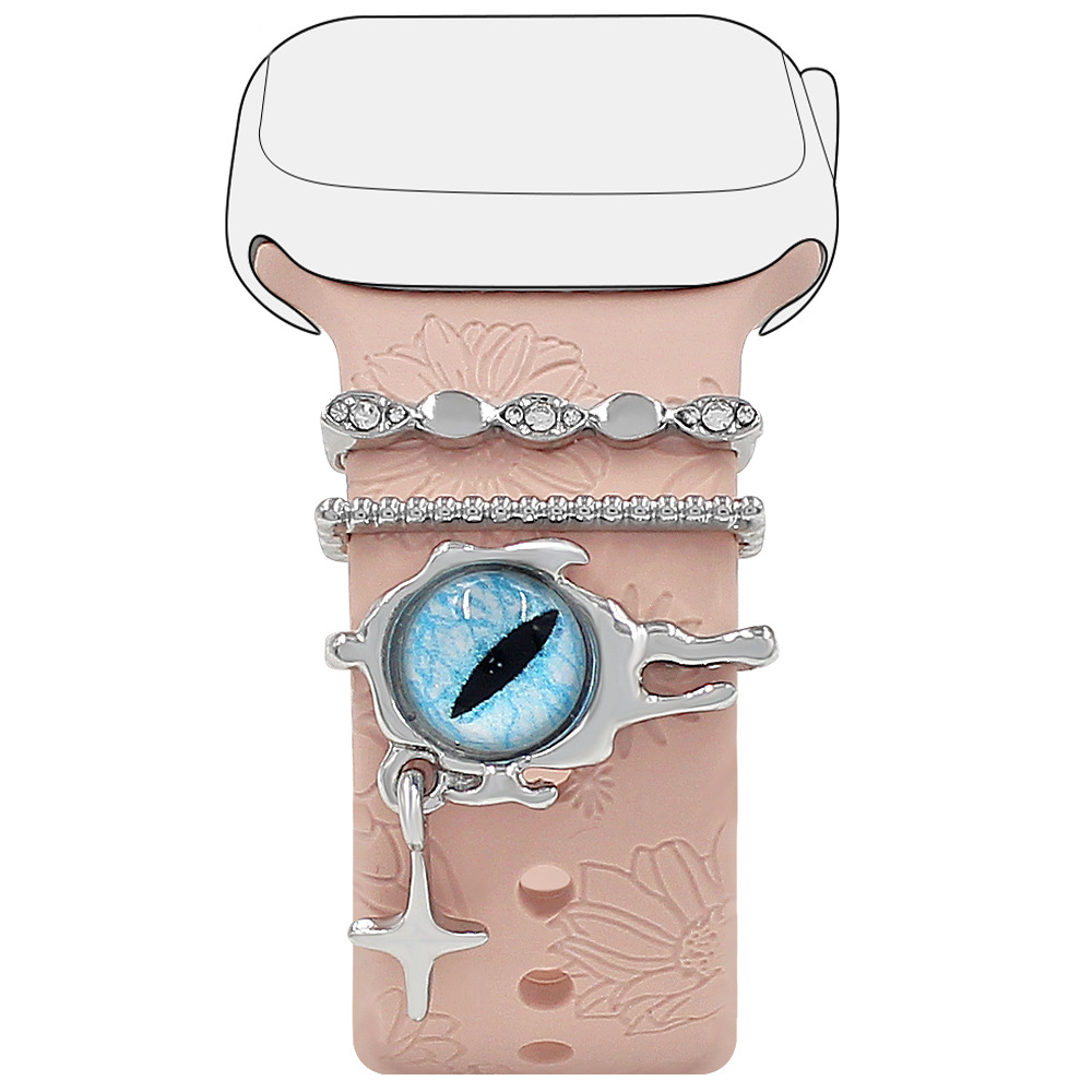Picture of Apple Watch Watch Universal Silicone Strap with Diamond Blue Eyes