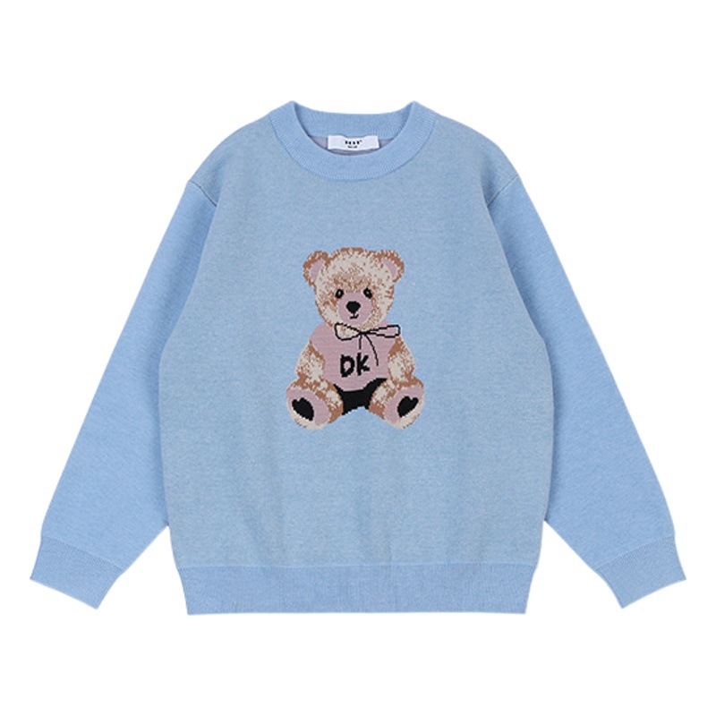 DK Children's Wear 2024 Autumn and Winter Bear Boys and Girls Crewneck Sweater Korean Casual Knitwear Top