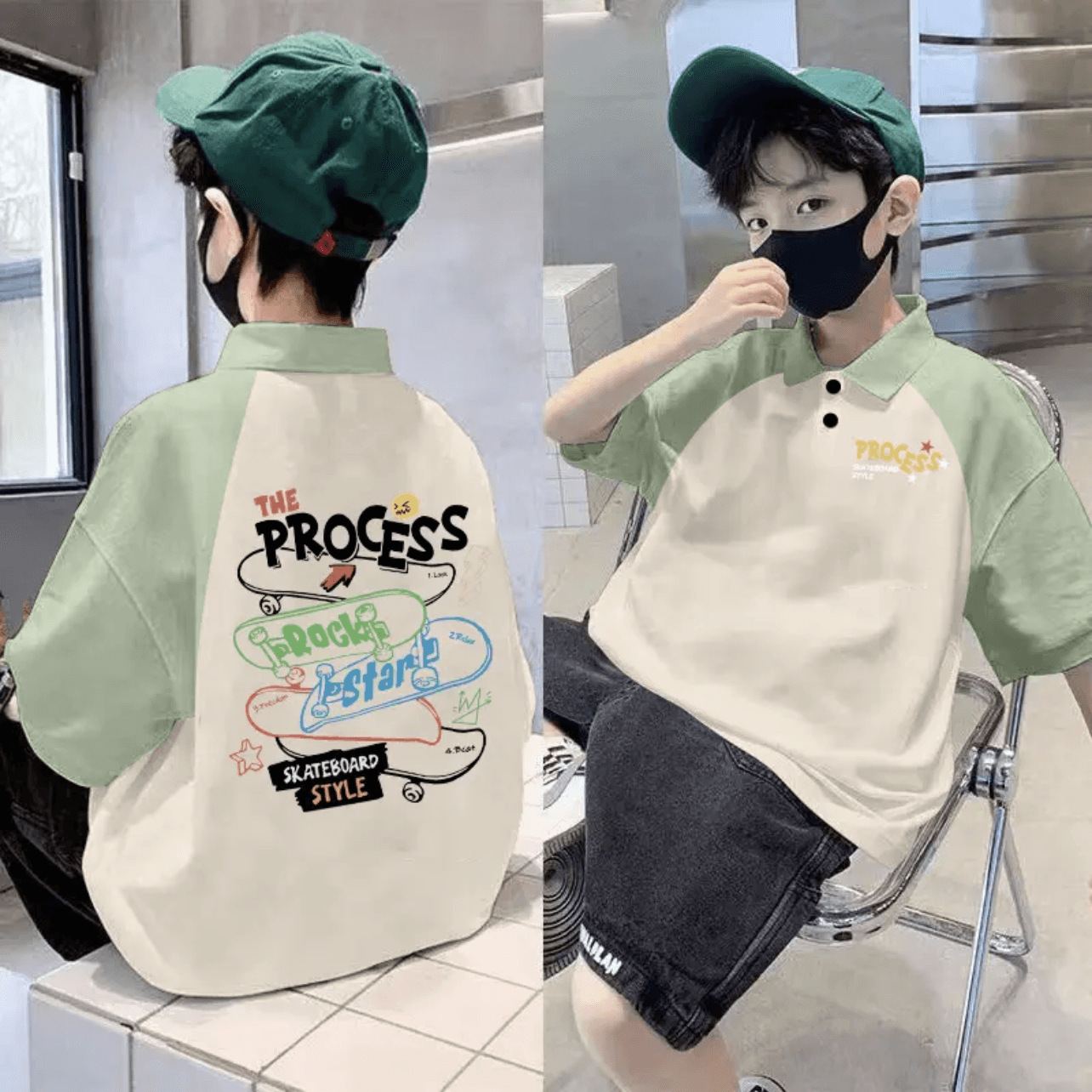 Picture of 2025 Children's Cotton Children's Wear Summer New Polo Shirt Trendy Boys' Western Style Short-sleeved T-shirt Large Children's Lapel