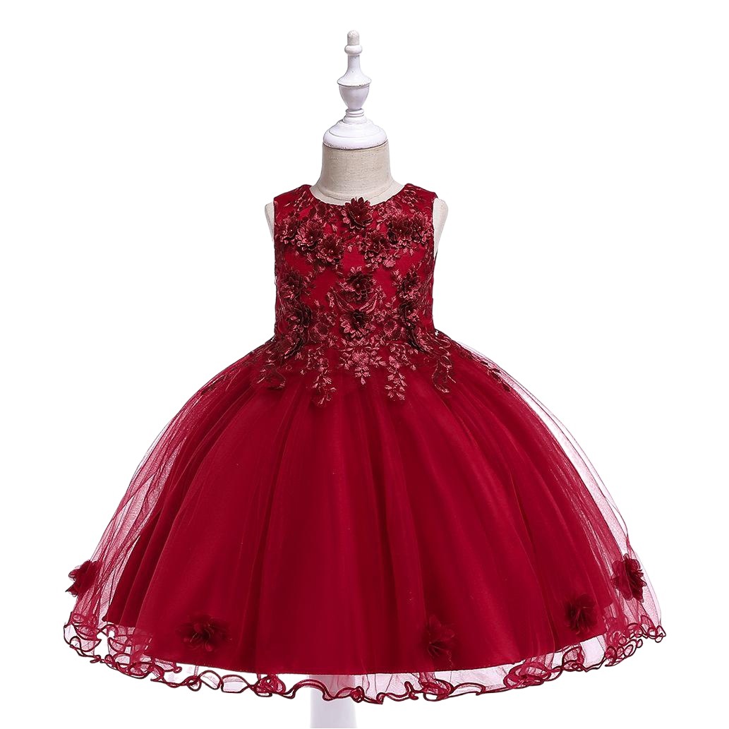 Girl's dress piano performance dress flower girl's wedding dress Princess dress children's little host pettiskirt European and American
